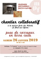 Chantier collaboratif en Savoie : pose de CARREAUX EN TERRE CUITE à la maison forte des Rubods, St Paul-sur-Yenne, le samedi 26 janvier 2019